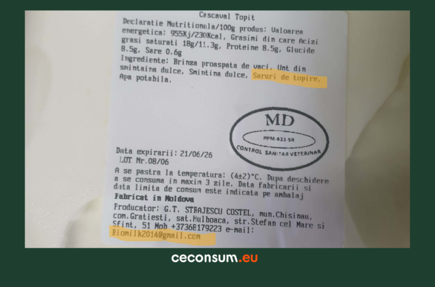  Sărurile de topire de pe eticheta unui „cașcaval topit”: ce ne-a răspuns ANSA